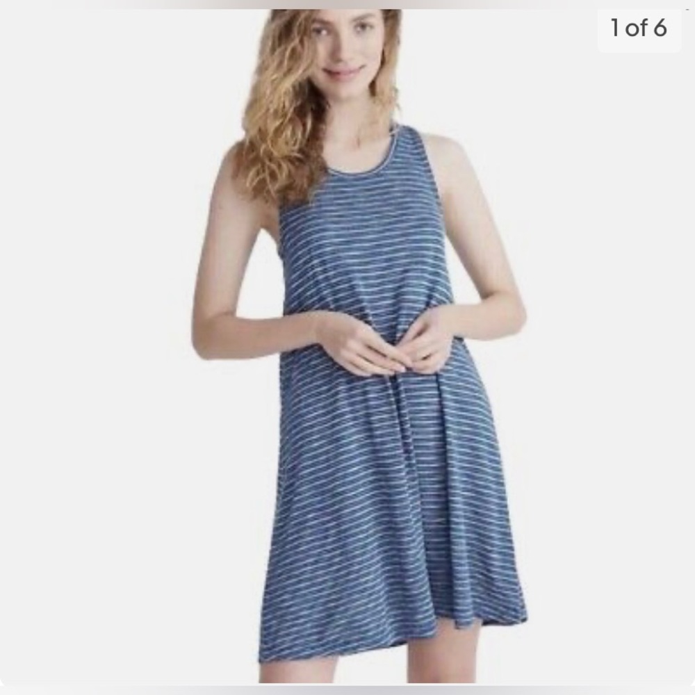 Madewell Blue high point tank dress Fairbury stripe sleeveless size XL